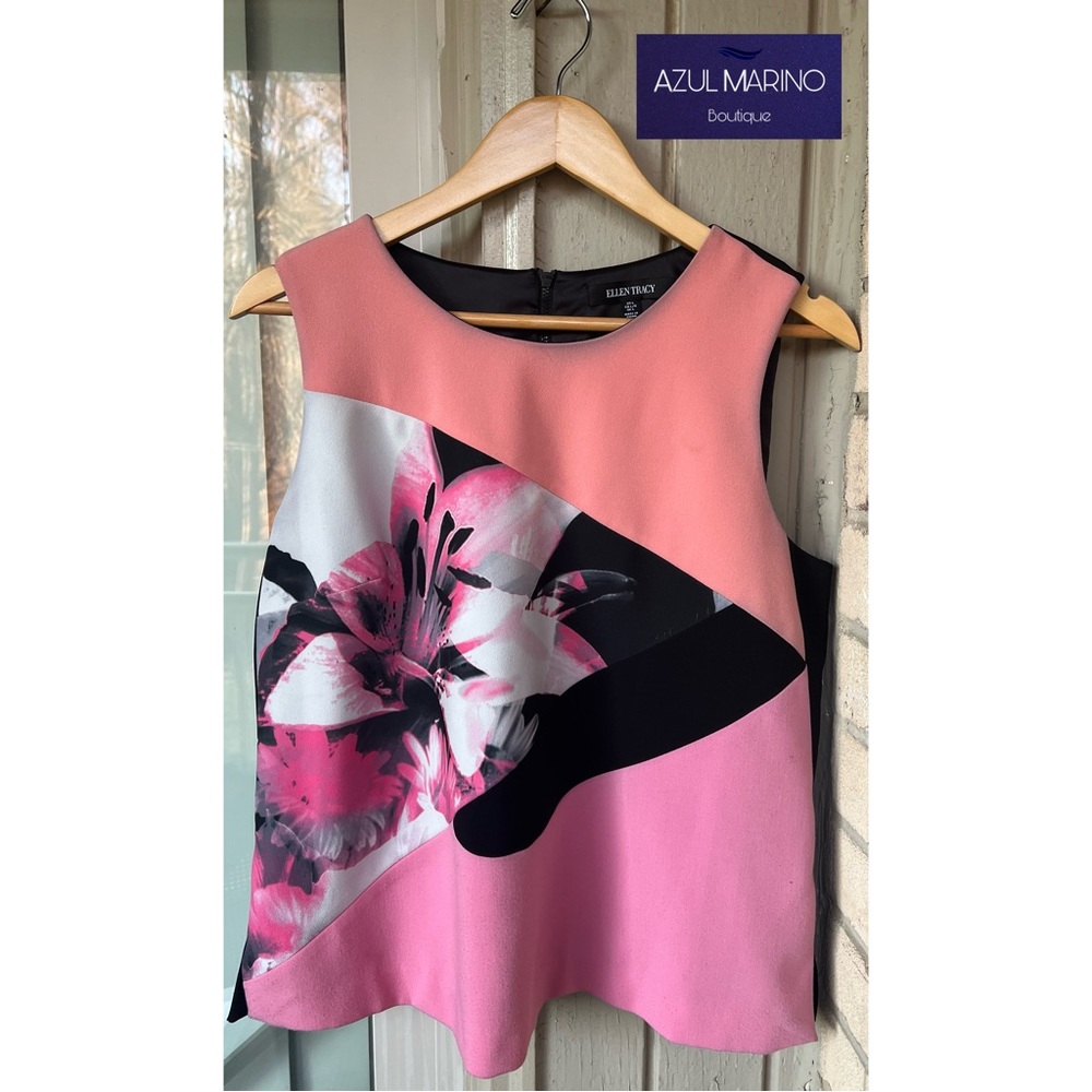 Ellen Tracy — Floral Blouse Sz L •W/ free earrings! • Blusa floreada para mujer•